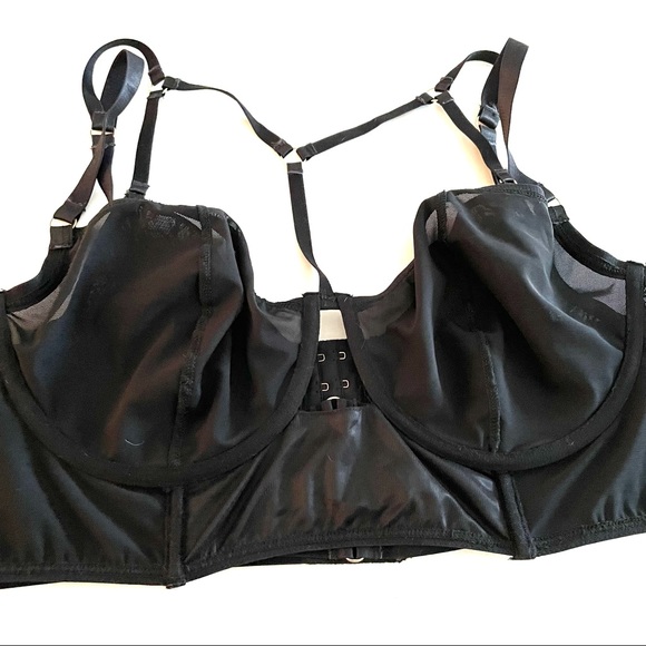 ❌SOLD Torrid Black Lace & Mesh Harness Lightly Lined Longline Underwire Bralette - Picture 9 of 16